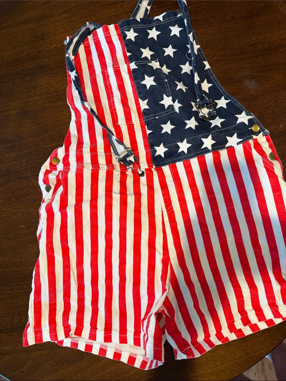 Amazon Kids Stars & Stripes Short Overalls - Red, White & Blue